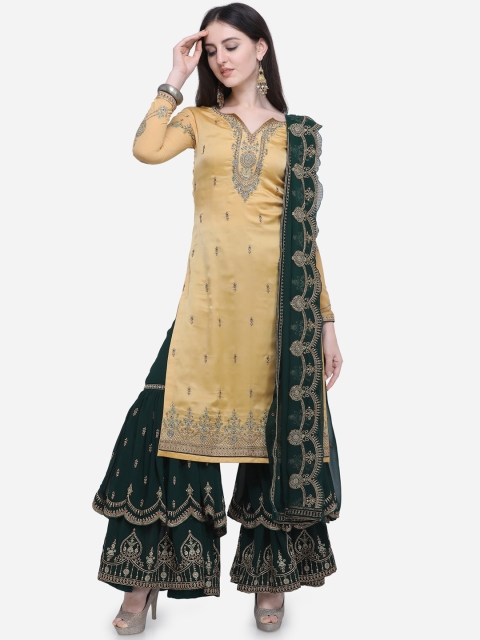 

Stylee LIFESTYLE Yellow Satin Semi-Stitched Dress Material, Mustard