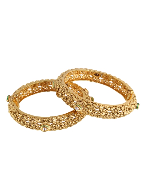 

Adwitiya Collection Set Of 2 Gold-Plated Embellished Bangles