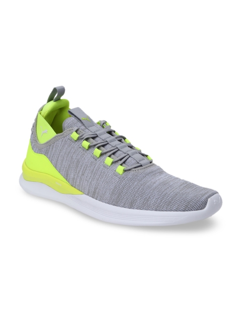 

Puma Men Grey Mesh Ignite Flash Daunt evoKnit Running Shoes 19275007