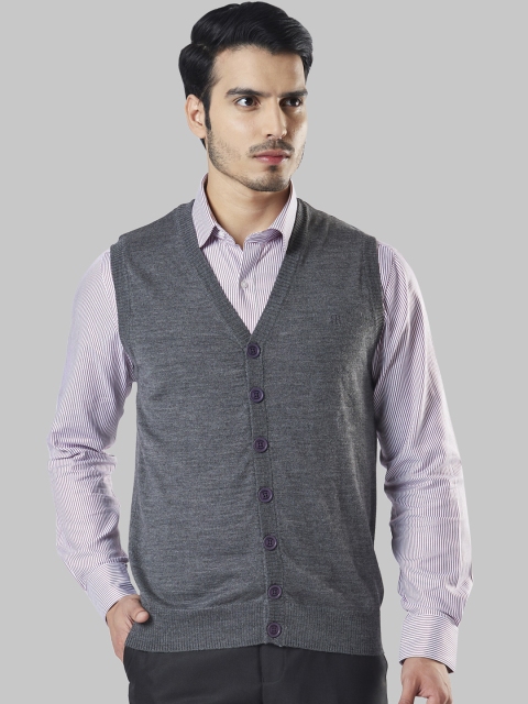 

Raymond Men Grey Melange Solid Sweater