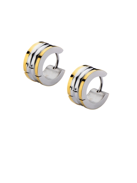 

Inox Jewelry Silver-Toned & Gold-Toned Circular Hoop Earrings