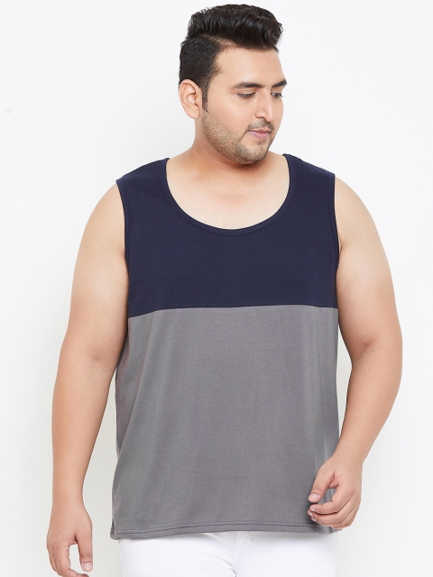 

bigbanana Plus Size Men Grey Colourblocked Innerwear Vest