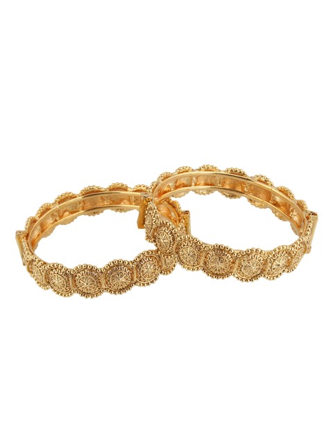 

Adwitiya Collection Set Of 2 24K Gold-Plated Embellished Bangles