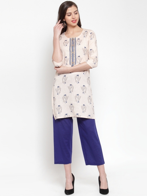

Kiaasa Women Beige Printed Straight Kurta