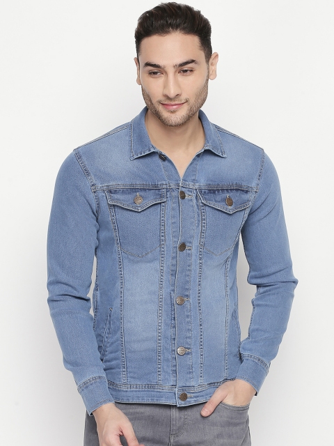 

High Star Men Blue Solid Denim Jacket