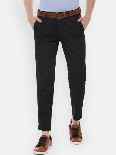 

Allen Solly Men Black Slim Fit Checked Regular Trousers
