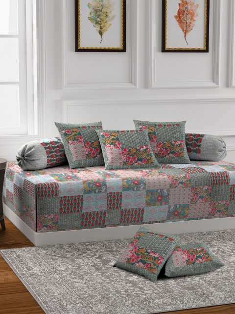 

Rajasthan Decor Set of 8 Multicoloured Printed Diwan, Multi