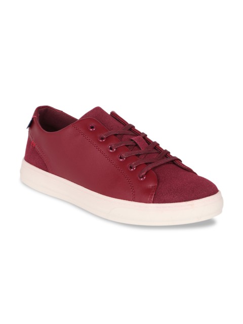 

Arrow Men Maroon Solid Leather Sneakers