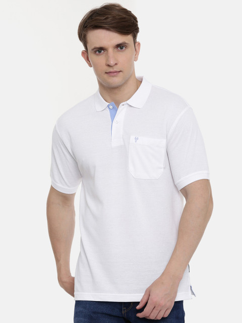 

Classic Polo Men White Solid Polo Collar T-shirt