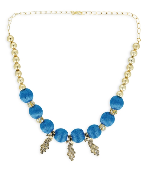 

AKSHARA Girls Blue & Gold-Toned Synthetic Handcrafted Necklace