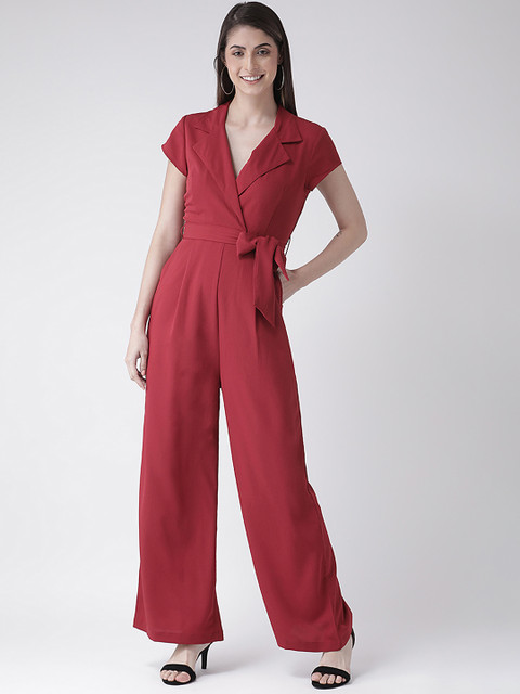 

The Vanca Women Maroon Solid Basic Jumpsuit