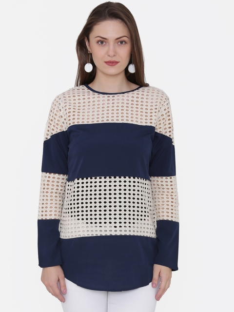 

Private Lives Women Navy Blue Self Design Top