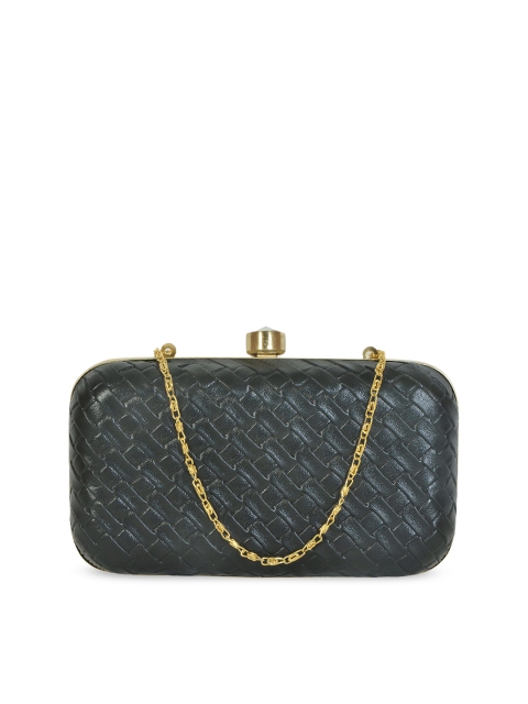 

Diwaah Charcoal Grey & Gold-Toned Textured Clutch