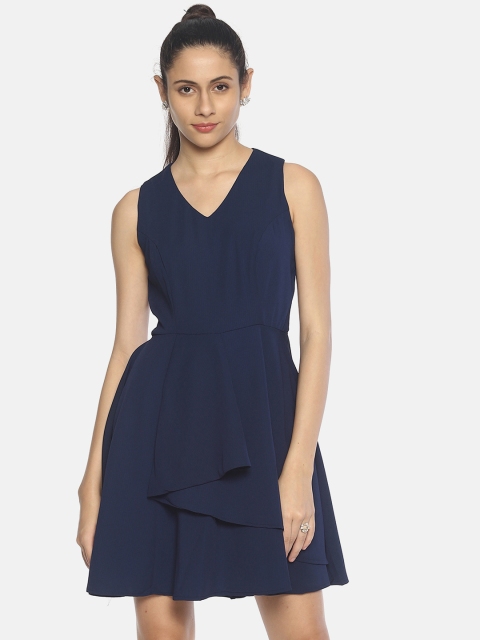 

AARA Women Solid Blue A-Line Dress