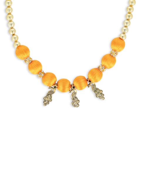

AKSHARA Girls Orange & Gold-Toned Synthetic Handcrafted Necklace