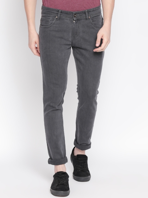 

High Star Men Plus Size Grey Slim Fit Mid-Rise Clean Look Stretchable Jeans
