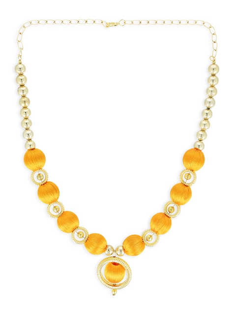 

AKSHARA Girls Yellow & Gold-Toned Synthetic Handcrafted Necklace