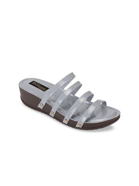 

Shoetopia Women Grey Solid Sandals