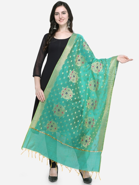 Satrani Sea Green Woven Design Dupatta