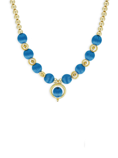 

AKSHARA Girls Blue & Gold-Toned Synthetic Handcrafted Necklace
