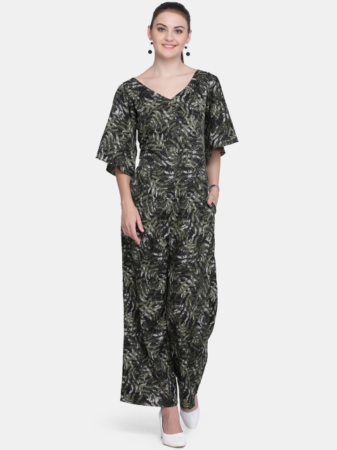 

Eavan Women Olive Green & Black Printed Basic Jumpsuit