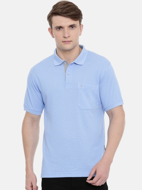 

Classic Polo Men Blue Solid Polo Collar T-shirt