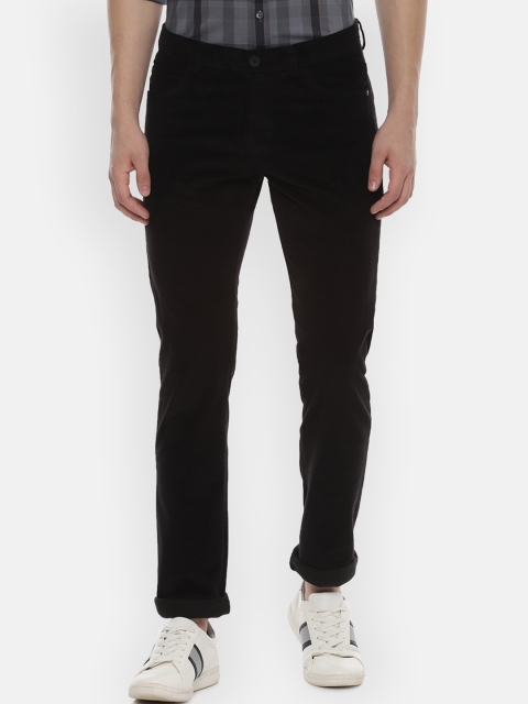 

Allen Solly Men Black Slim Fit Solid Regular Trousers