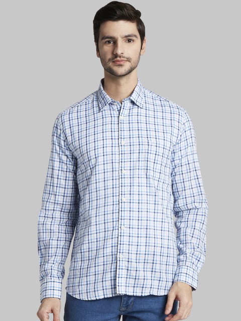 

Parx Men Blue Slim Fit Checked Casual Shirt