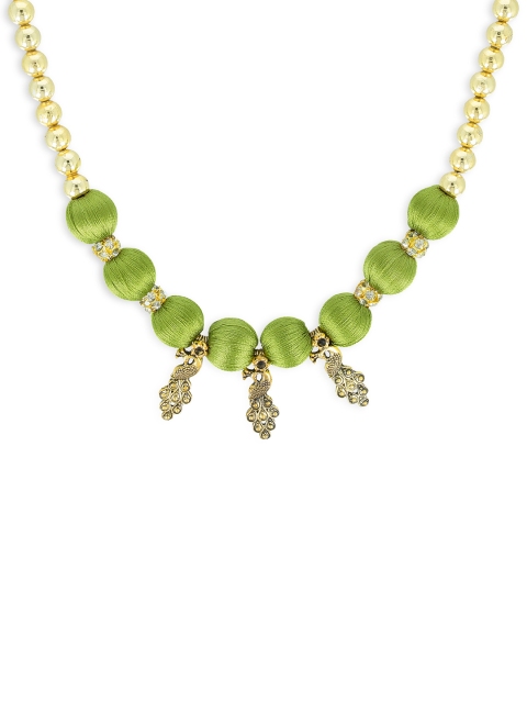 

AKSHARA Girls Green & Gold-Toned Synthetic Handcrafted Necklace