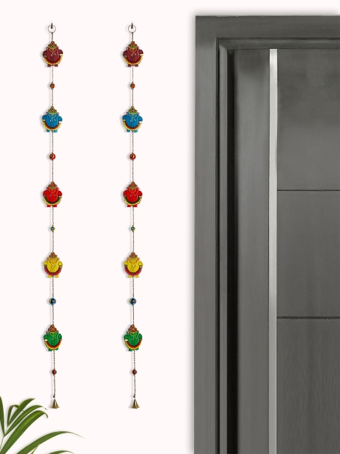 

ExclusiveLane Set of 2 Multicoloured Handpainted Wall Hangings, Multi