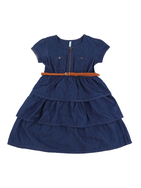 

Pantaloons Junior Girls Blue Solid Fit and Flare Dress