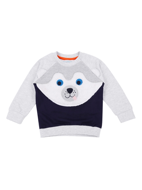 

Pantaloons Baby Boys Grey Melange Printed Sweatshirt