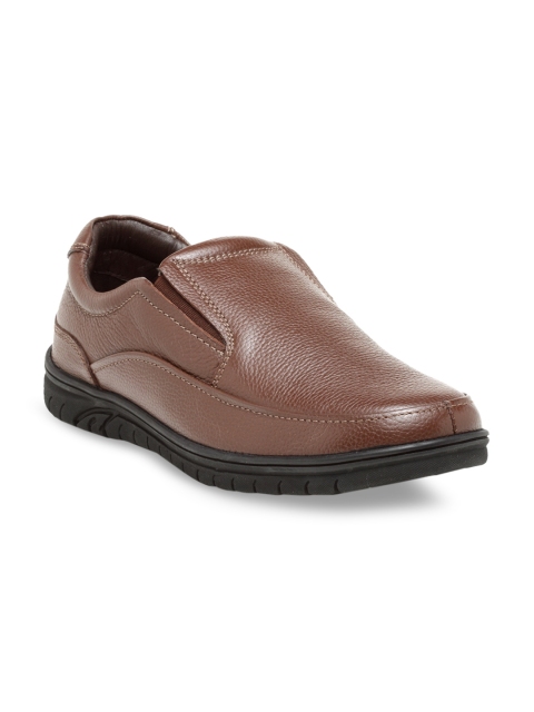 

Teakwood Leathers Men Brown Textured Leather Slip-Ons