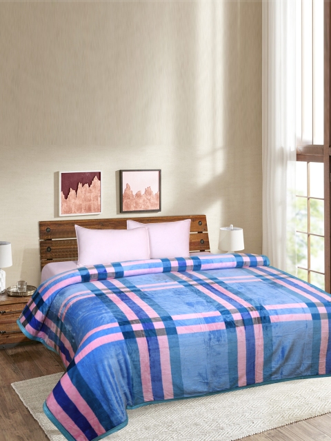 

Signature Blue & Pink Checked Mild Winter 380 GSM Double Bed Blanket