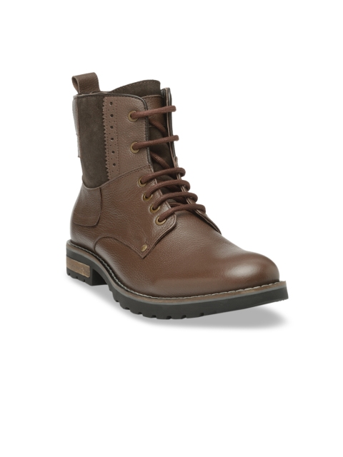 

Teakwood Leathers Men Brown Solid Leather High-Top Flat Boots