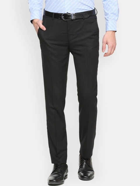 

Louis Philippe Men Black Slim Fit Self Design Formal Trousers