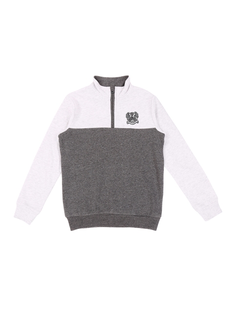 

Pantaloons Junior Boys Grey Melange & White Colourblocked Sweatshirt