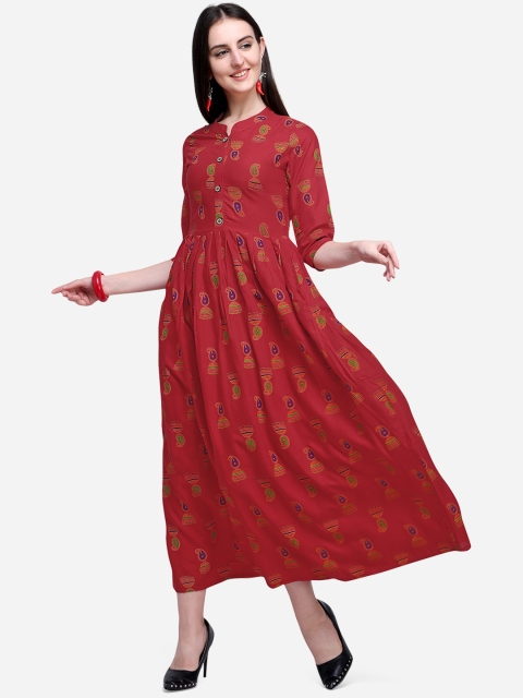 

Mirchi Fashion Women Red Printed A-Line Kurta