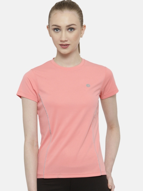 

BUKKUM Women Peach-Coloured Solid Round Neck T-shirt