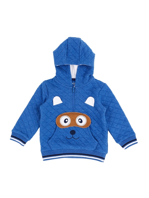 

Pantaloons Baby Boys Blue Printed Hooded Sweatshirt