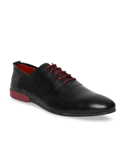 

JOE SHU Men Black Textured Leather Derbys