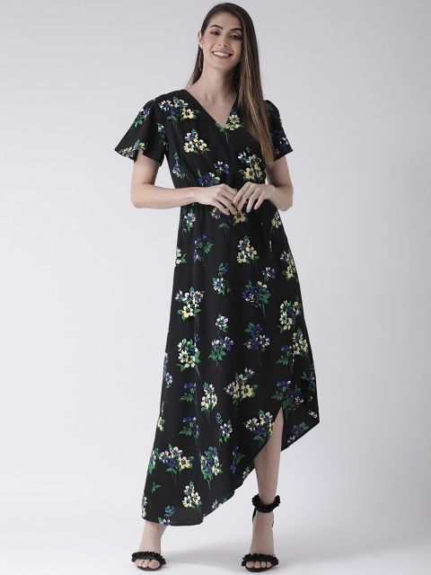 

The Vanca Women Black Floral Printed Wrap Dress