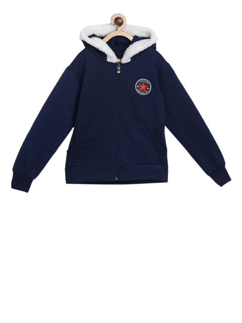 

SWEET ANGEL Boys Navy Blue Solid Hooded Sweatshirt