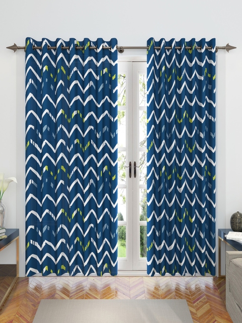 

Divine Casa Blue & White Set of 2 Door Curtains