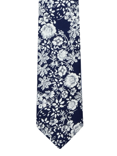 

Tossido Blue & Off-White Printed Broad Tie