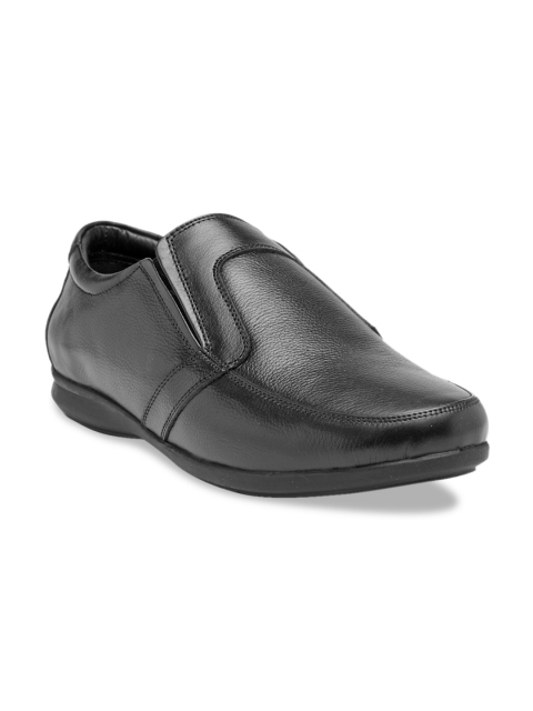 

Teakwood Leathers Men Black Textured Leather Slip-Ons