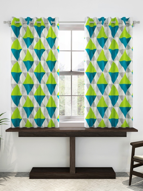 

Divine Casa Green & Turquoise Blue Set of 2 Window Curtains