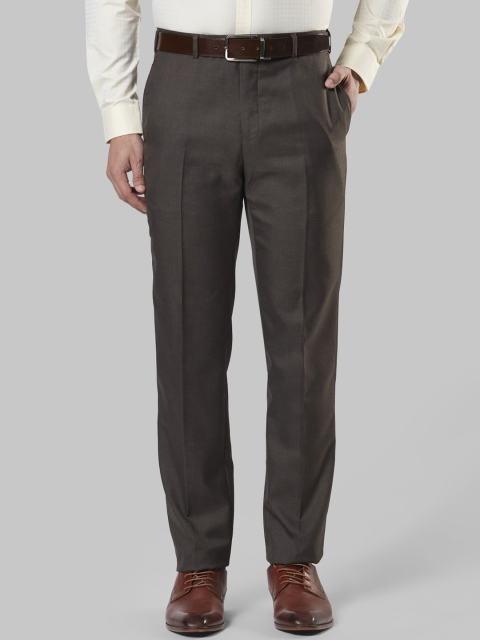 Next Look Men Brown Regular Fit Solid Formal Trousers