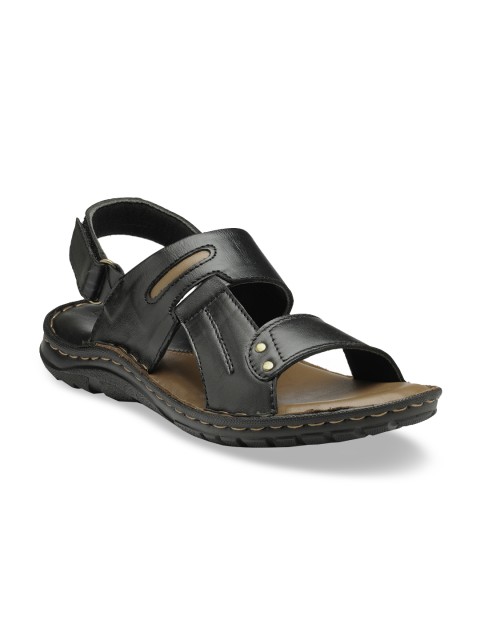 

Teakwood Leathers Men Black Genuine Leather Comfort Sandals