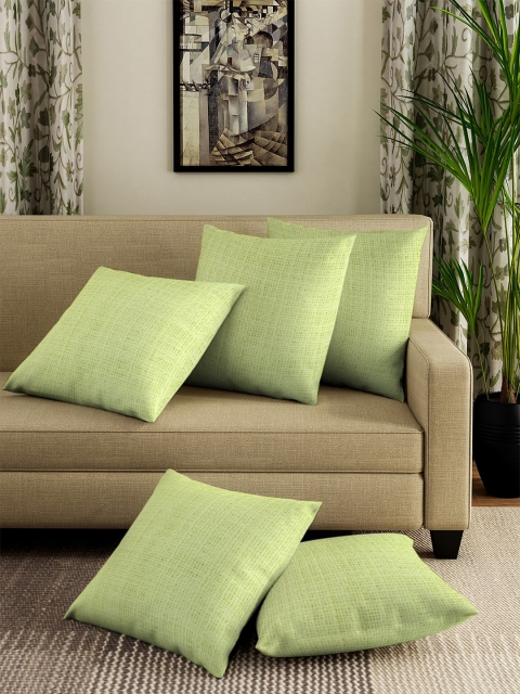 

NEUDIS Olive Green Set of 5 Solid Square Cushion Covers